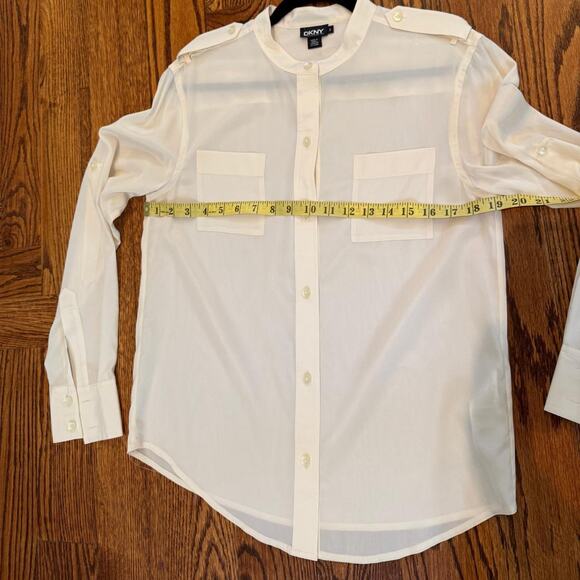 Cream DKNY button up silk blouse - Picture 6 of 8